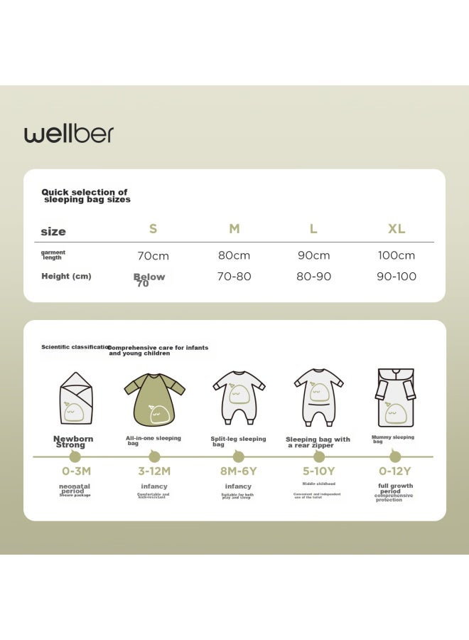 Wellber Infant Sleeping Bag For 6-12 Months, Integrated Spring And Autumn Bamboo Cotton Sleeveless Anti-kick Blanket, Dream S - Image 5