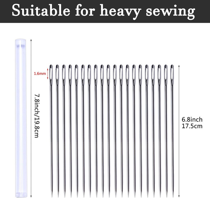 JUPEAN 20 Pcs Upholstery Needles 6.8 inch/17.5 cm Long Sewing Needles for Crafts Darning Needle Large Eye Stitching Needles for Quilting Beading Sewing Art Crafts - Image 2