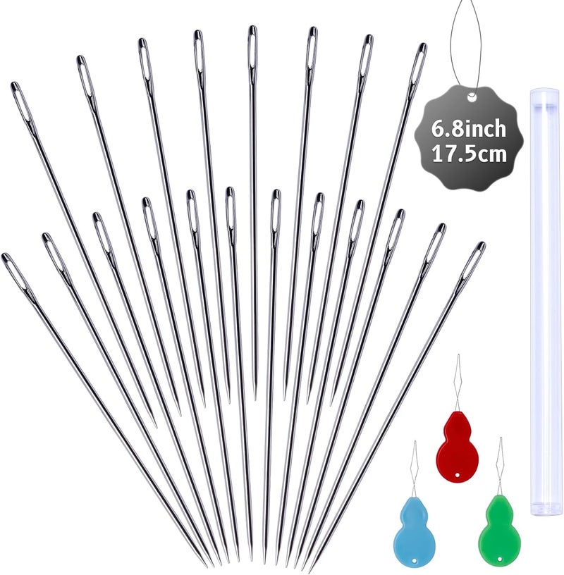 JUPEAN 20 Pcs Upholstery Needles 6.8 inch/17.5 cm Long Sewing Needles for Crafts Darning Needle Large Eye Stitching Needles for Quilting Beading Sewing Art Crafts - Image 1