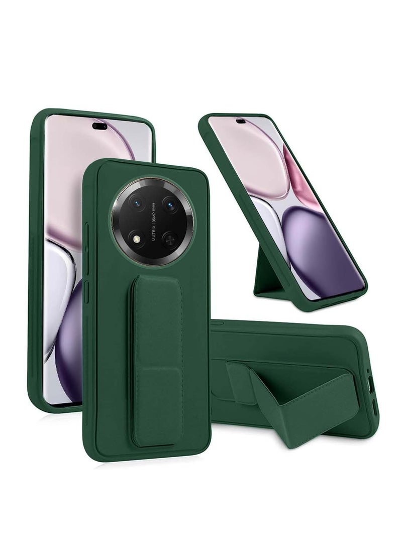 دبليو تيك هونر X9c 5G 2024 / هونر ماجيك 7 لايت 5 جي 2025 قبضة يد قابلة للطي مسند مغناطيسي حزام معصم مع غطاء هيكل حديدي مدمج - أخضر غامق - Image 1