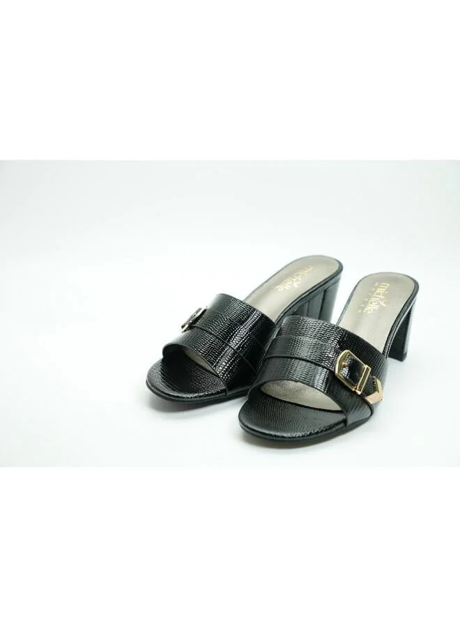 Michelle Morgan Black 092-3041 Michelle Morgan Stylish Heeled Slide Sandals 413RJ192 Black for Women | Best Price UAE