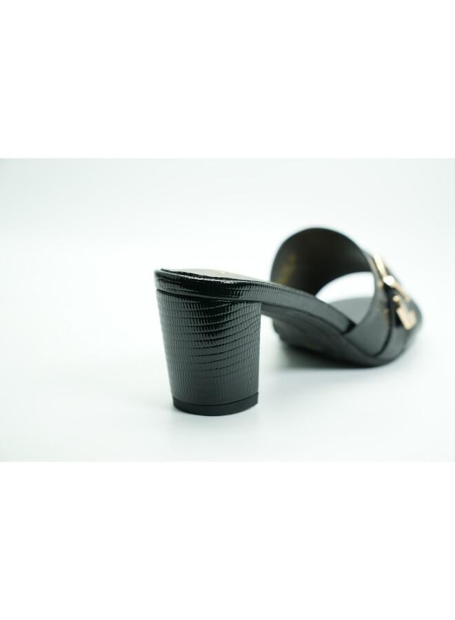 Michelle Morgan 092-3041 Michelle Morgan Stylish Heeled Slide Sandals 413RJ192 Black - Image 5