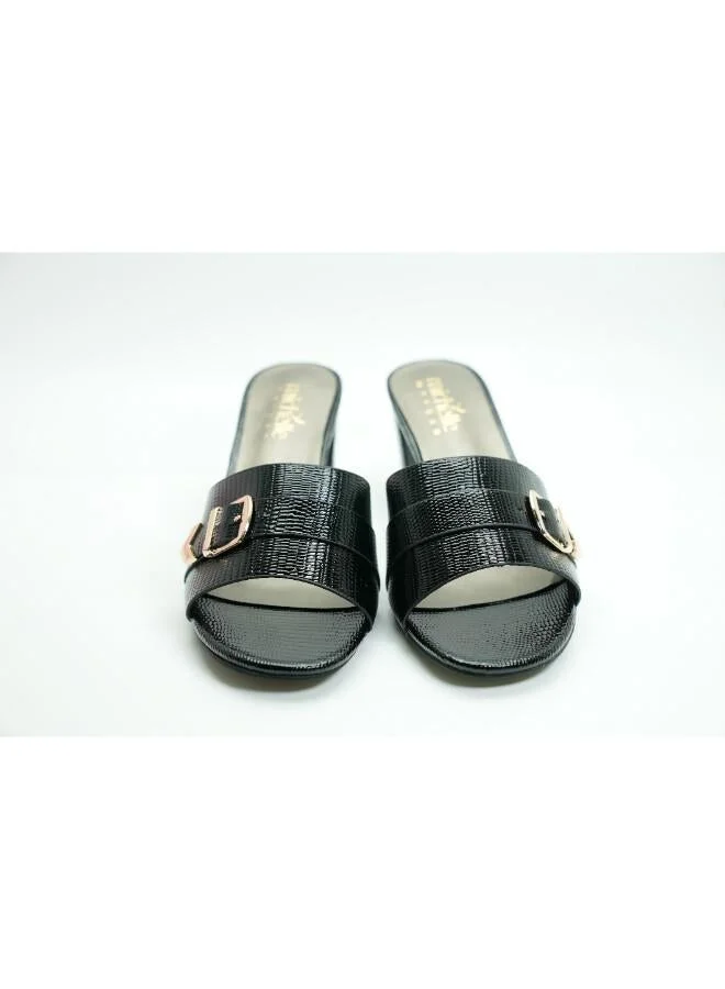Michelle Morgan Black 092-3041 Michelle Morgan Stylish Heeled Slide Sandals 413RJ192 Black for Women | Best Price UAE