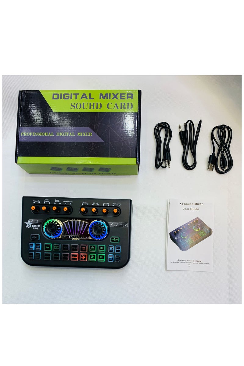 X3 Live Voice Mixer Audio Interface Console Live Microphone Sound Card for Recording Streaming Smartphone - Image 1