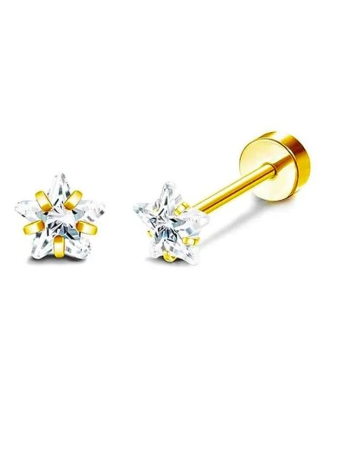 Luxuria Stainless Steel Star Earrings Jewelry Earrings for Women Girls Gold Jewelry - Image 1