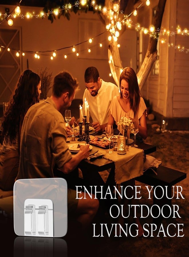 moonateen Pack of 80 Outdoor String Lights Hooks: Heavy Duty Cable Clips with Waterproof Adhesive Strips for Hanging Christmas Light - Outdoor UV Resistant Transparent Adhesive Cord Holder, Rope Organizer - Image 3