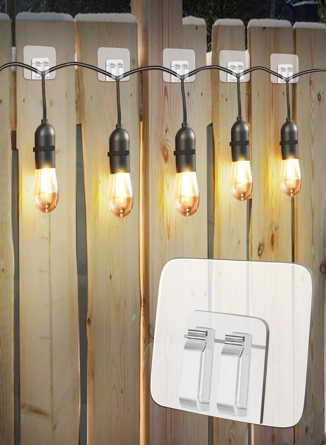 moonateen Pack of 80 Outdoor String Lights Hooks: Heavy Duty Cable Clips with Waterproof Adhesive Strips for Hanging Christmas Light - Outdoor UV Resistant Transparent Adhesive Cord Holder, Rope Organizer - Image 1