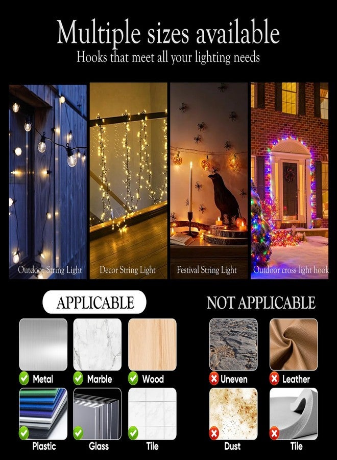moonateen Pack of 80 Outdoor String Lights Hooks: Heavy Duty Cable Clips with Waterproof Adhesive Strips for Hanging Christmas Light - Outdoor UV Resistant Transparent Adhesive Cord Holder, Rope Organizer - Image 4