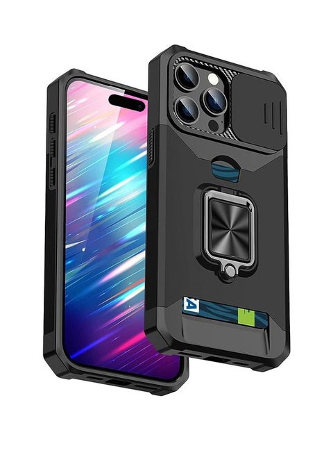 iPhone 15 Pro Max Case Cover with Slide Camera Len Protection Card Hard Ring Stand Mobile Phone Holder Kickstand Cell Anti-scratch Anti-drop Shockproof magnetic car mount Accessories
