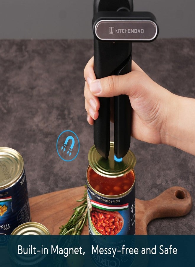 KITCHENDAO فتاحة علب قابلة للاستبدال من كيتشنداو مع شفرتين إضافيتين، فتاحة علب يدوية فائقة الحدة مزودة بمغناطيس، فتاحة علب يدوية ذات حافة ناعمة، مقبض دوار كبير مناسب لكبار السن ومرضى التهاب المفاصل، لون أسود - Image 5