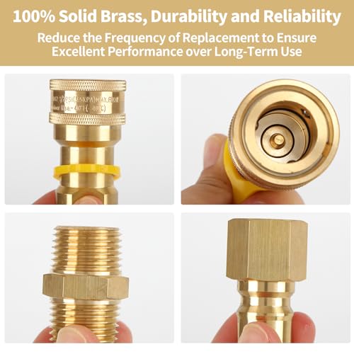 WAYASDCU 1/2 Inch QDD LP Natural Gas Quick Connect Fittings Kit, 1/2 Quick Connect Natural Gas Propane Quick Connects Fittings, 100% Solid Brass with Dust Cover - Image 4