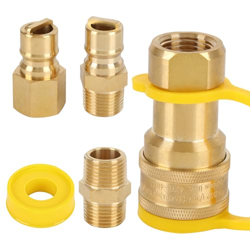 WAYASDCU 1/2 Inch QDD LP Natural Gas Quick Connect Fittings Kit, 1/2 Quick Connect Natural Gas Propane Quick Connects Fittings, 100% Solid Brass with Dust Cover - Image 1