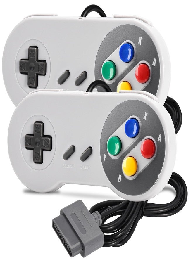 SAFFUN 2 Pack Wired SNES Controller, Fully Compatible With Original SNES/SFC - [Plug and Play] (Multi-Color Keys) - Image 1