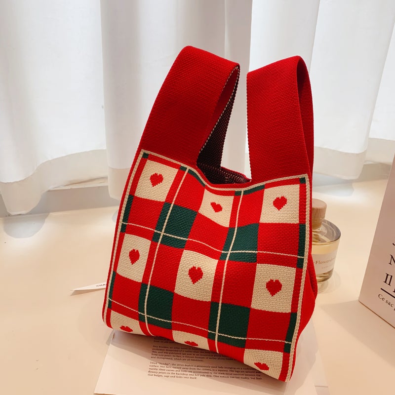Knitted Cartoon Gift Bag Tote Handbag Outgoing Bag Internet Celebrant Casual Student Cute Casual Bag - Image 4