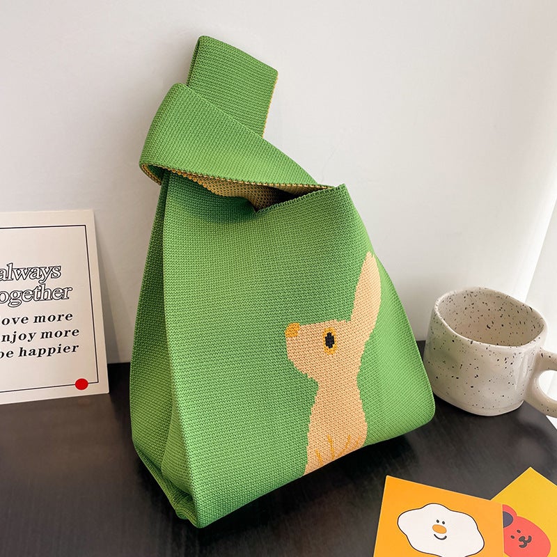 Knitted Cartoon Gift Bag Tote Handbag Outgoing Bag Internet Celebrant Casual Student Cute Casual Bag - Image 5
