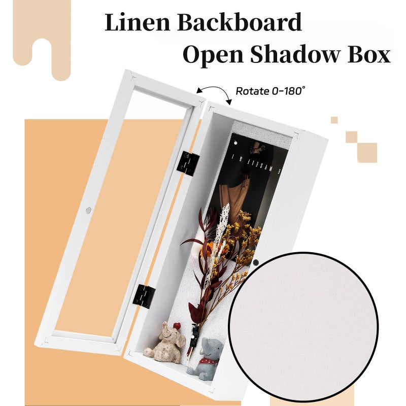 Muzilife 12.5 × 5 إطار صورة الظل مربع - 2.16 "" Deep Wood & Glass Display Case جاهز لتعليق تذكارات الأطفال التذكارات الرياضية للأطفال - Image 4