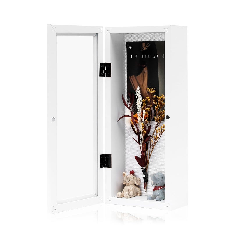 Muzilife 12.5 × 5 إطار صورة الظل مربع - 2.16 "" Deep Wood & Glass Display Case جاهز لتعليق تذكارات الأطفال التذكارات الرياضية للأطفال - Image 1