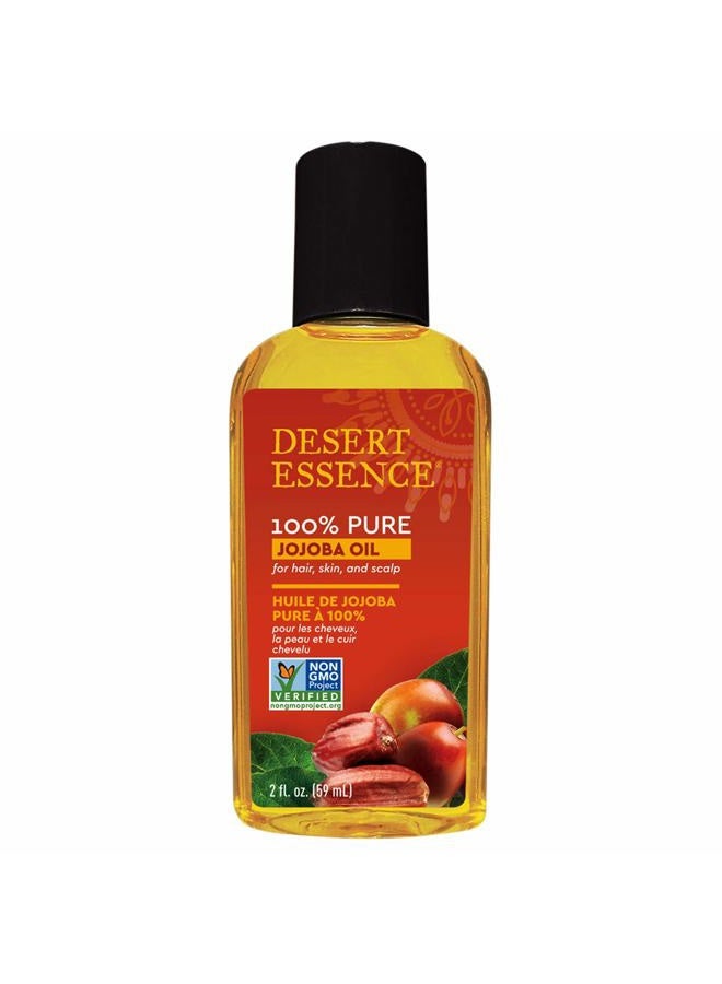 Desert Essence 100% Pure Jojoba Oil - 2 Fl Oz - Haircare & Skincare Essential Oil - Suitable For All Skin Types - No Oily Residue - May Help Prevent Flakiness - Makeup Remover - Aftershave Moisturizer - Image 1