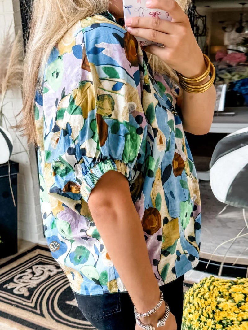 Samefar Floral V Neck Tops for Women Short Sleeve Blouses Summer Fashion Cotton Soft Boho Tops T Shirts Clothes 2026 Small - Image 4