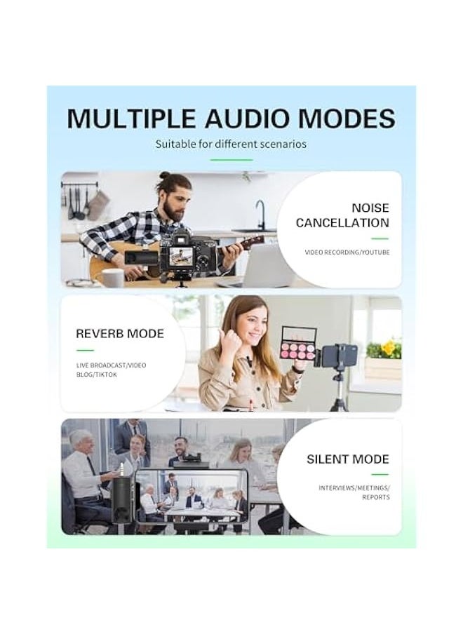 Mini Microphone for iPhone Android Camera iPad USB-C, 4 in 1 Professional Wireless Lavalier Lapel Microphone for Recording, Live Stream, YouTube, Facebook, TikTok, Vlog (2 Pcs)