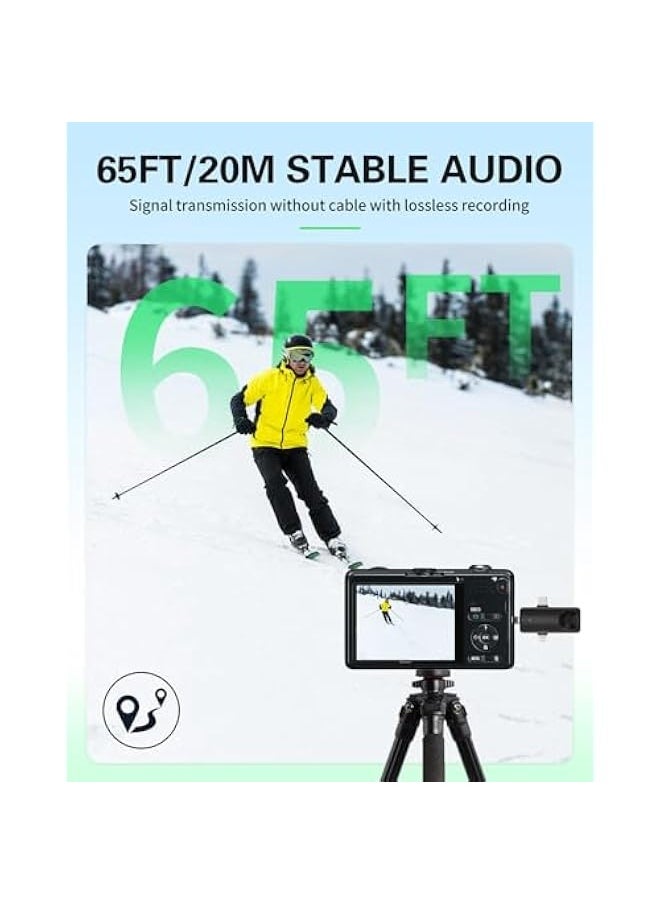 Mini Microphone for iPhone Android Camera iPad USB-C, 4 in 1 Professional Wireless Lavalier Lapel Microphone for Recording, Live Stream, YouTube, Facebook, TikTok, Vlog (2 Pcs)