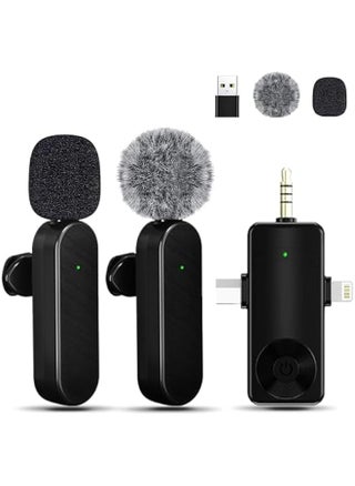 Mini Microphone for iPhone Android Camera iPad USB-C, 4 in 1 Professional Wireless Lavalier Lapel Microphone for Recording, Live Stream, YouTube, Facebook, TikTok, Vlog (2 Pcs) - pzsku/ZEC01C250E1123EBFE5FEZ/45/1744903525/caea9e65-ecef-47e2-a884-571ba50a7f51