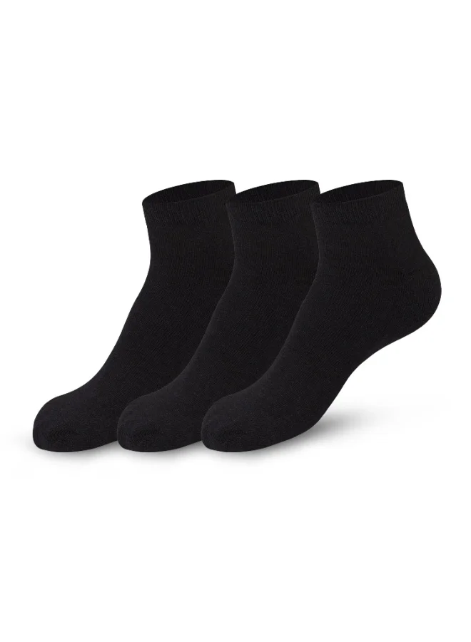 Ampm Mens Cotton-blended Low cut Sneaker Socks (PACK OF 3) Double cushioned Sole, Ultra-Soft touch, Secure Gentle Grip, Reinforced stitch, Skin Friendly - BLACK