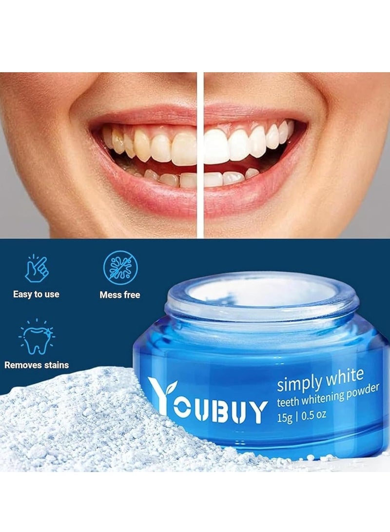 YOUBUY Simply White Teeth Whitening Powder Instant Whitening and Stain Removal Tooth Whitener Cleaning Tooth Fresh Breath Care Oral Remove Tea Coffee Stains Teeth Powder 15g - Image 2