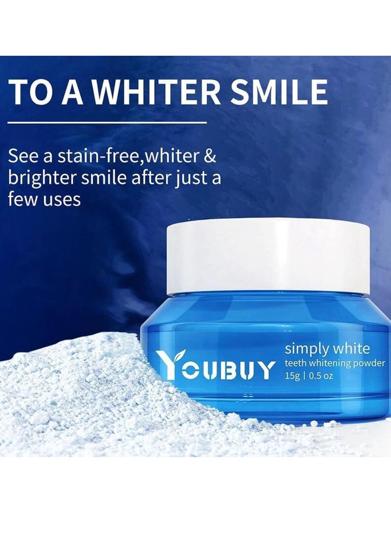 YOUBUY Simply White Teeth Whitening Powder Instant Whitening and Stain Removal Tooth Whitener Cleaning Tooth Fresh Breath Care Oral Remove Tea Coffee Stains Teeth Powder 15g - Image 4