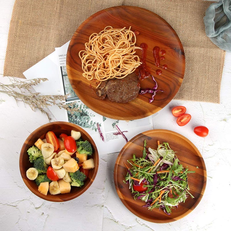 AIDEA Wood Dinnerware Set 12pcs Acacia Wood Tableware Set, Dishes Set for 4 - Image 3