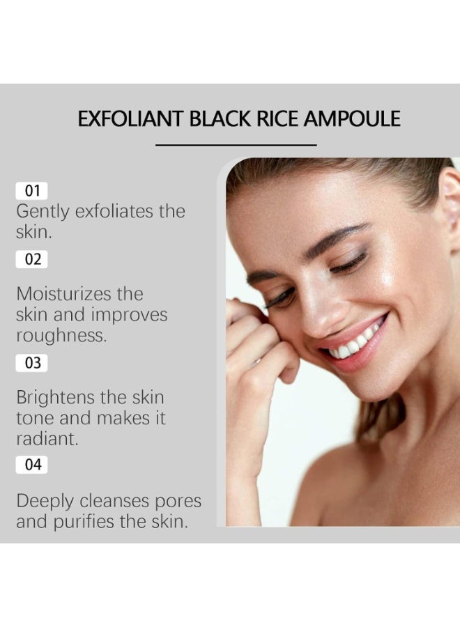  اوساورا أمبولة تقشير الأرز الأسود، 100 مل سيروم تقشير لامع بالأرز، مقشر ناعم للوجه والجسم لإزالة خلايا الجلد الميتة، مزيل للرؤوس السوداء لجميع أنواع البشرة، تقشير لطيف، تقليل المسام ومرطبات عميقة (الأرز الأسود). - Image 2