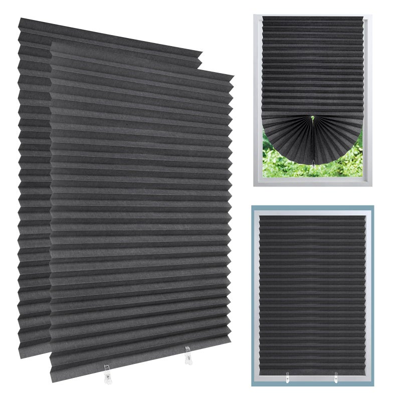 2 Pack Temporary Blackout Blinds 150  60cm Stick on Blinds Curtains No Drill Blinds Curtains Blackout High Shading Blind for Home Bedroom Kitchen Bathroom Windows Easy Fit with Clips