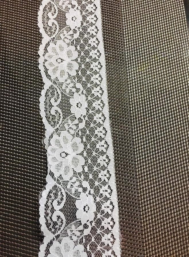 Lacesnmore White net lace dyeble self Fabric Cutwork Trim for Cotton Dresses, Saree Border net, Ribbon Chicken net lace (Broad White -10meter) - Image 3