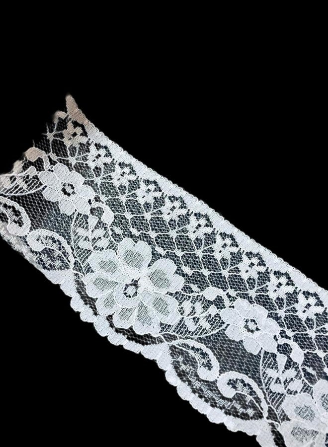 Lacesnmore White net lace dyeble self Fabric Cutwork Trim for Cotton Dresses, Saree Border net, Ribbon Chicken net lace (Broad White -10meter) - Image 4
