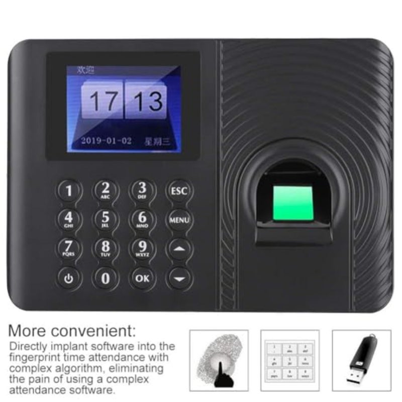Fingerprint Attendance Machine, Biometric Fingerprint/Password Time Attendance Machine, Employee Checking-in Recorder, 2.4-inch Color LCD Screen Attendance Controller - Image 4