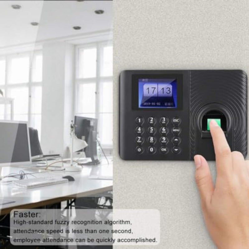 Fingerprint Attendance Machine, Biometric Fingerprint/Password Time Attendance Machine, Employee Checking-in Recorder, 2.4-inch Color LCD Screen Attendance Controller - Image 5