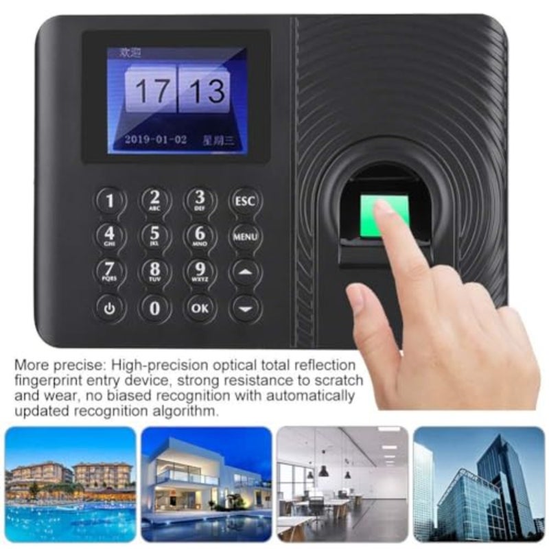 Fingerprint Attendance Machine, Biometric Fingerprint/Password Time Attendance Machine, Employee Checking-in Recorder, 2.4-inch Color LCD Screen Attendance Controller - Image 3