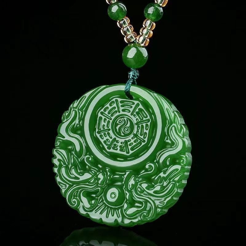 Wholesale Hetao Jade Dragon Phoenix Bagua Pendant - Mongolian Jade, Colorful Jade, White Jade with Dragon & Phoenix Design
