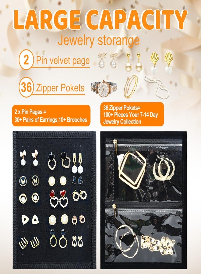 Meneng Travel Jewelry Case Organizer: Jewelry Bags Storage Book Binder with Adjustable 130-Pin Panels - Waterproof Anti Tarnish Storage for Earrings, Bracelets & Full Sets, Portable for Bloggers - Image 3
