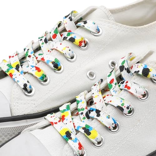 DANHUA Colored Printed Flat Shoelaces: 2 Pair Colorful Splash-ink Patterned Shoe Laces for Sneakers 63 inch - Image 3