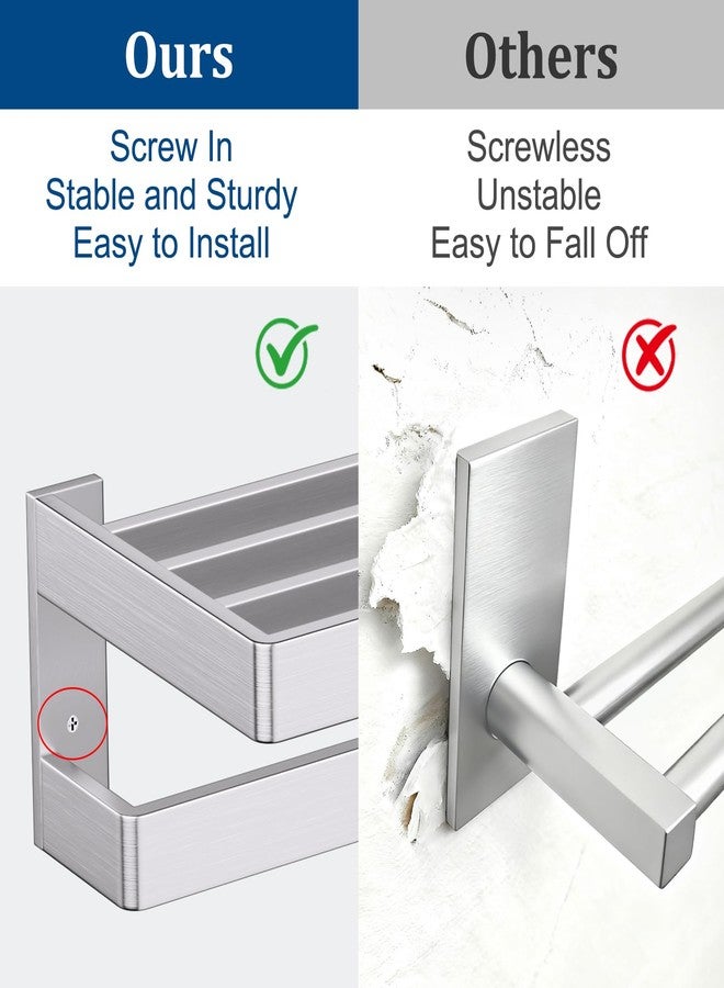 TNOMS حامل مناشف مزدوج من TNOMS للحمام، قضيب مناشف من النيكل المصقول، حامل مناشف بطول 24 بوصة، مصنوع من الفولاذ المقاوم للصدأ، يُثبت على الحائط، أدوات حمام - Image 3