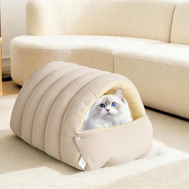 Machine Washable Velvets Cave, Soft Enclosed Shelter with Nonslip Bottom Portable Calming Bed for Small Pets Indoor Soft Plush Pet Bed - Image 2