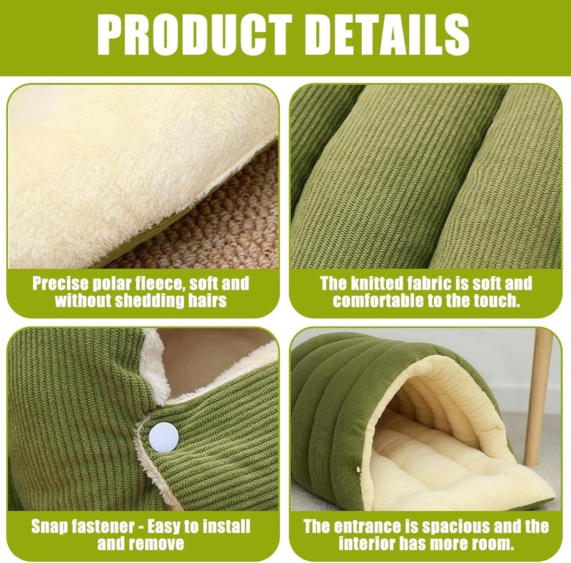 Machine Washable Velvets Cave, Soft Enclosed Shelter with Nonslip Bottom Portable Calming Bed for Small Pets Indoor Soft Plush Pet Bed - Image 5