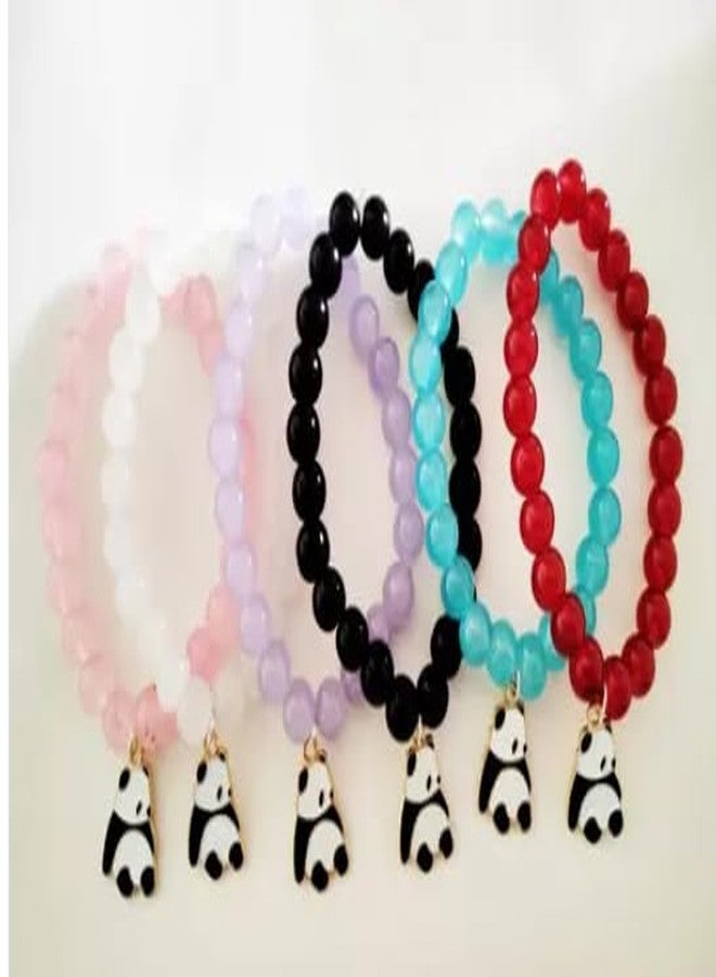 needs collection مجموعة أساور باندا سوداء مزينة بخرز حجري للنساء - طقم متطابق للأزواج - أساور للأزواج من أفضل الأصدقاء (6 قطع) - Image 3