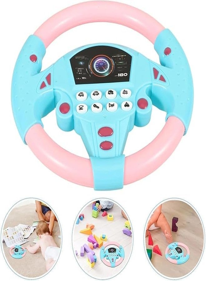 Logizu Premium Kids Driving Steering Wheel Funny Interactive Driving Wheel with Music (Pink Blue) - Image 2