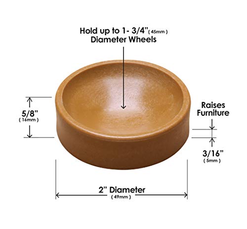 Slipstick CB600 Small Furniture Wheel Caster Cups/Floor Protectors with Non Skid Rubber Grip (Set of 4 Non Slip Furniture Cups) 1-3/4 Inch Round - Caramel - Image 4