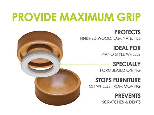 Slipstick CB600 Small Furniture Wheel Caster Cups/Floor Protectors with Non Skid Rubber Grip (Set of 4 Non Slip Furniture Cups) 1-3/4 Inch Round - Caramel - Image 2