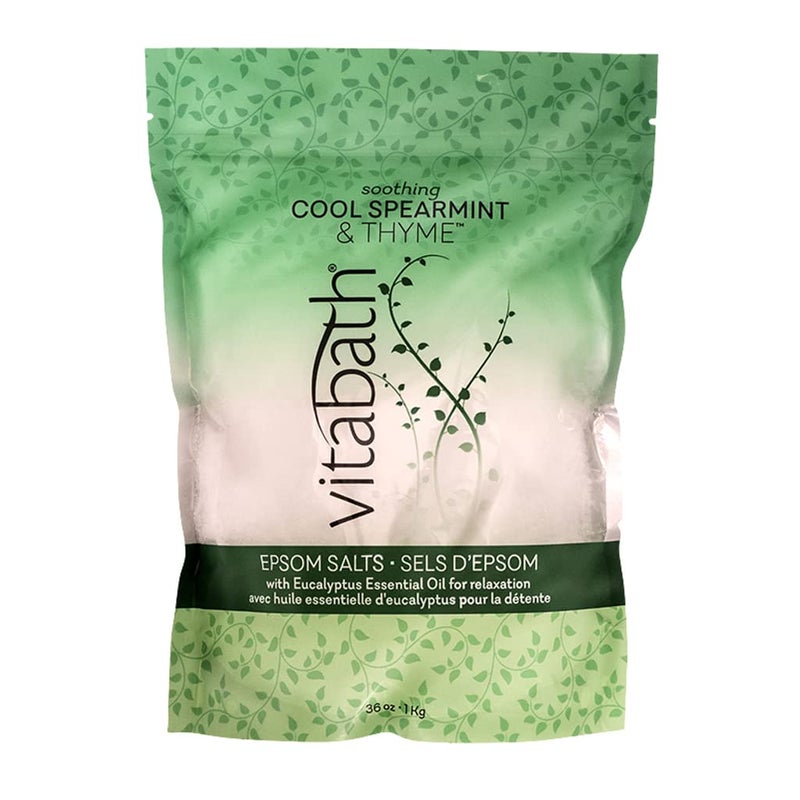 Vitabath Cool Spearmint Thyme Epsom Salts Relaxing Therapeutic Aromatherapy Nourishing Skincare Muscle Soreness Body Ache Soothing Soak for Women Men 36 oz - Image 1