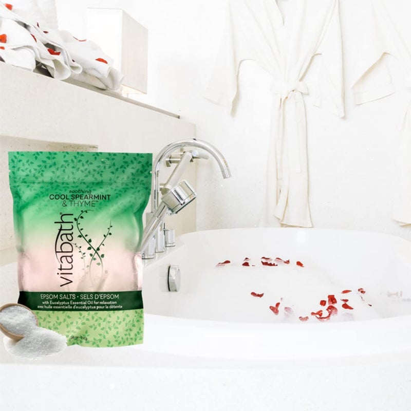 Vitabath Cool Spearmint Thyme Epsom Salts Relaxing Therapeutic Aromatherapy Nourishing Skincare Muscle Soreness Body Ache Soothing Soak for Women Men 36 oz - Image 3