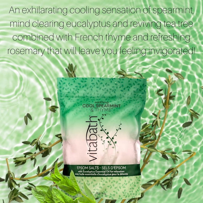 Vitabath Cool Spearmint Thyme Epsom Salts Relaxing Therapeutic Aromatherapy Nourishing Skincare Muscle Soreness Body Ache Soothing Soak for Women Men 36 oz - Image 4